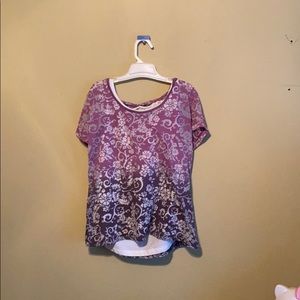 Style & Co 2-Tone Purple Hooded floral blouse